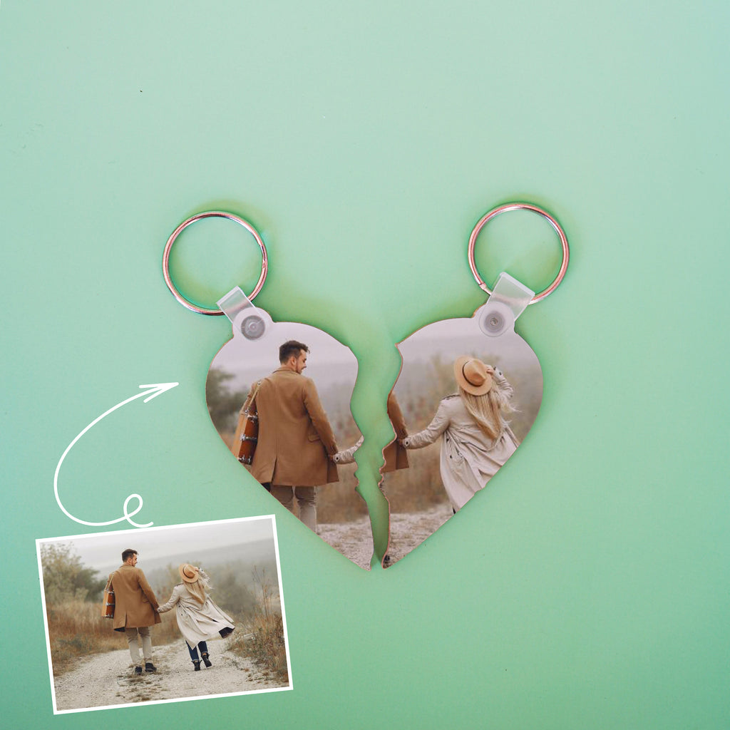Porte-clés double cœur en DEMI